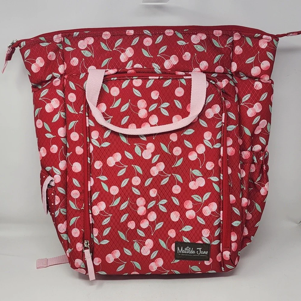 Matilda Jane Barnett Backpack Cooler Red Pink Floral Enchanted Garden
